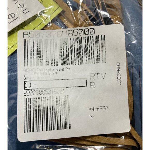 ah·dorned Denim Blue Faux Leather Fringe Handbag with Removable Straps - Picture 2 of 8